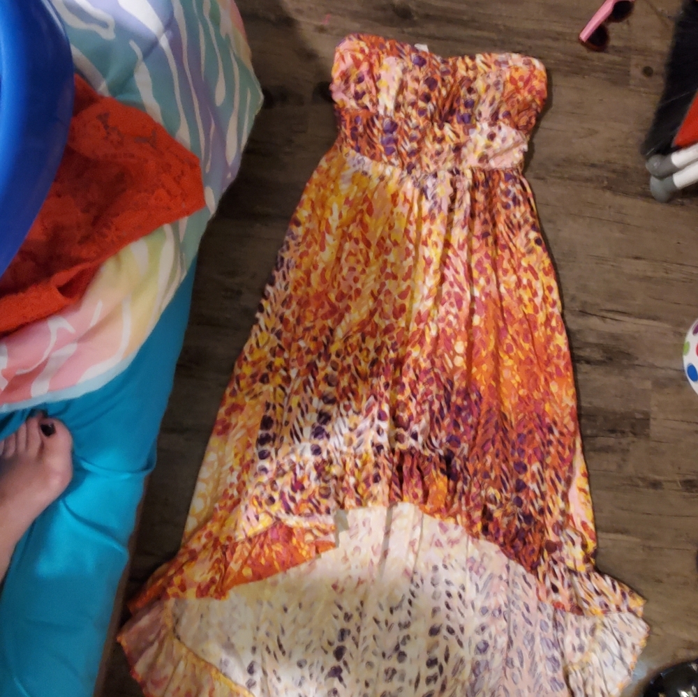 LIKE🆕️ hi lo dress strapless multicolored cheetah